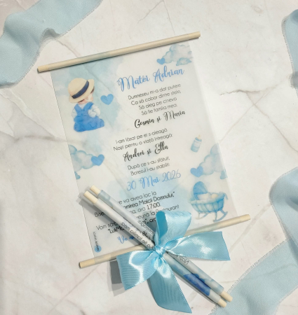 Invitatii Botez Baietel - Invitatie botez Baby Boy - cod: B124