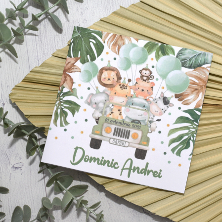 Invitatii Botez Baietel - Invitatie botez SAFARI - cod: B106