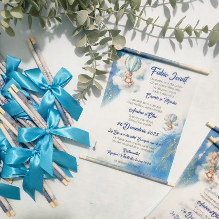 Invitatii Botez Baietel - Invitatie botez Ursulet - baietel -cod: B134