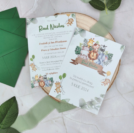 Invitatii Botez Baietel - Invitatie botez SAFARI, baietel - cod: B125