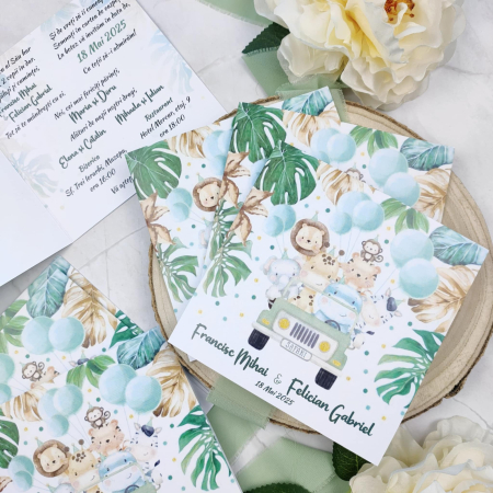 Invitatii Botez Baietel - Invitatie botez SAFARI - cod: B106