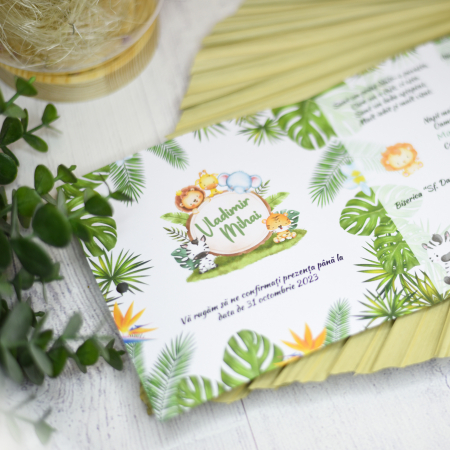 Invitatie botez SAFARI, cu funda - cod: B102 [3]