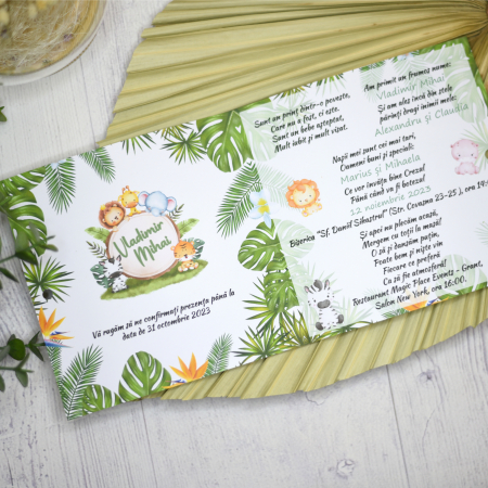 Invitatie botez SAFARI, cu funda - cod: B102 [2]