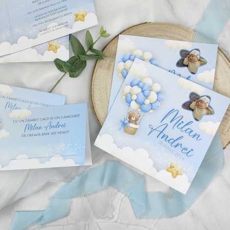 Invitatie botez URSULET, albastru - cod: B130 [3]