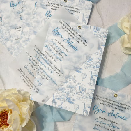 Invitatie botez Blue Safari - baietel -cod: B135 [2]