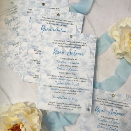 Invitatie botez Blue Safari - baietel -cod: B135 [1]