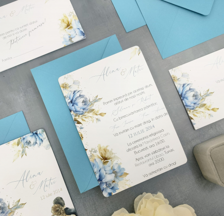Invitatii Nunta - Invitatie nunta Baby Blue, cu plic - cod: N153