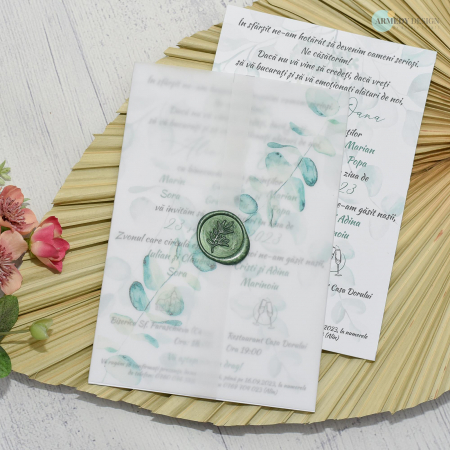 Invitatie nunta EUCALIPT -  foaie de calc si sigiliu, cod: N155 [3]