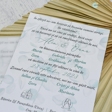 Invitatie nunta EUCALIPT -  foaie de calc si sigiliu, cod: N155 [4]