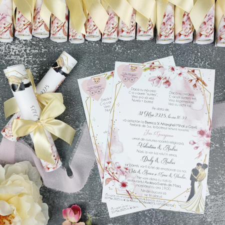Invitatie NUNTEZ - rulata cu funda - cod: N168 [2]
