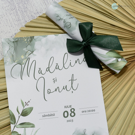 Invitatie nunta EUCALIPT, cu funda - cod: N141 [1]