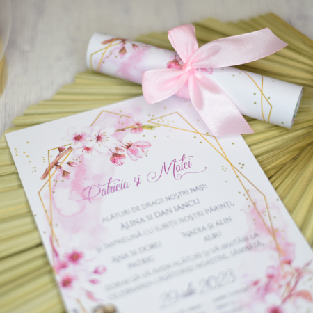 Invitatie nunta FLORI DE CIRES, cu funda - cod: N105 [1]