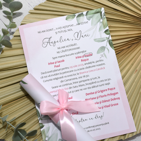 Invitatie nunta FLORALA, cu funda - cod: N130 [2]