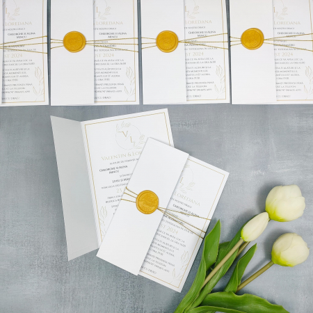 Invitatie nunta Gold - cu snur si sigiliu, cod: N165 [2]