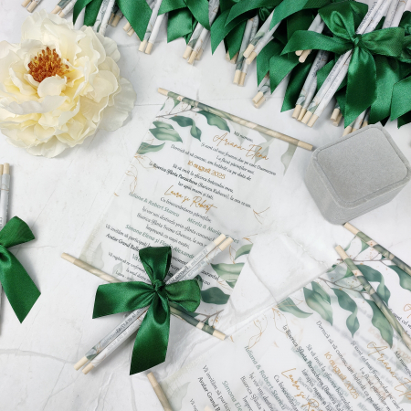 Invitatie nunta GREENERY CU BETISOARE DIN LEMN, - cod: N131 [1]