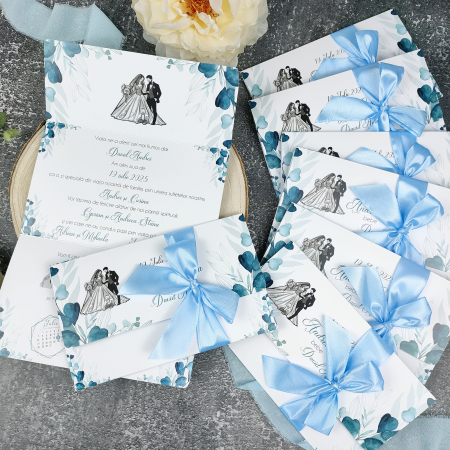 Invitatie nunta MIRI SI BEBE, cu funda - cod: N167 [2]