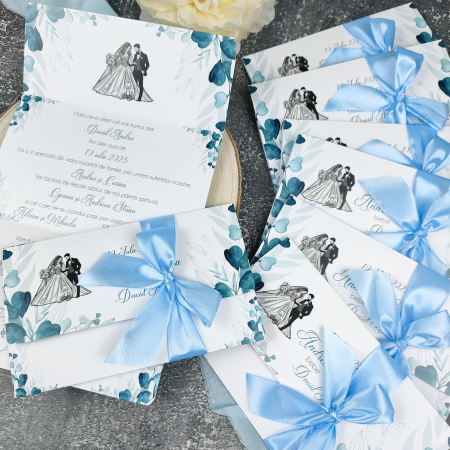 Invitatie nunta MIRI SI BEBE, cu funda - cod: N167 [1]