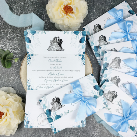 Invitatii Nunta - Invitatie nunta MIRI SI BEBE, cu funda - cod: N167