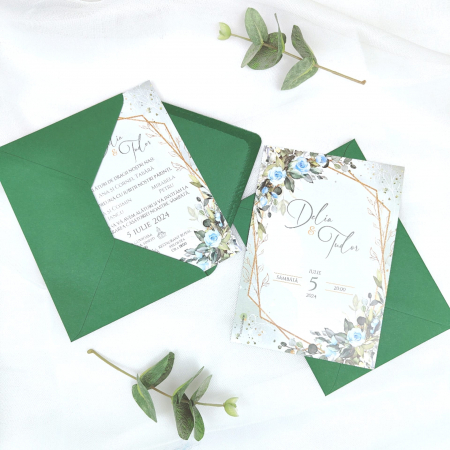 Invitatii - Invitatie nunta GARDEN, cu plic verde - cod: N101