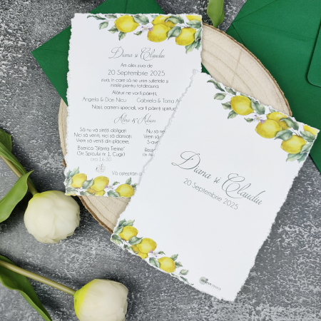 Invitatie nunta LEMON - cu plic verde - cod: N146 [1]