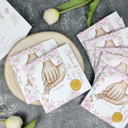 Invitatii Nunta - Invitatie nunta si botez - fetita - cu sigiliu - cod: N166
