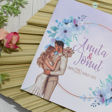 Invitatie nunta PASTEL, tip felicitare, cu funda - cod: N143 [2]