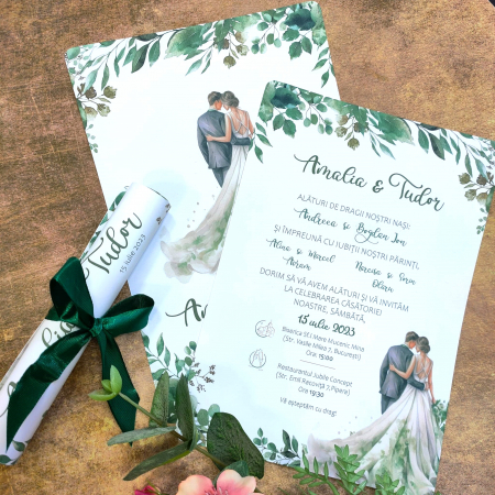 Invitatie nunta GREENERY MIRI, cu funda - cod: N122 [2]