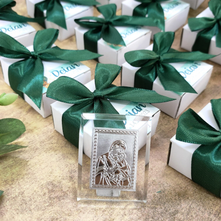 Marturie nunta/botez ICONITA DIN STICLA, cu cutiuta si funda, cod: M101 [1]