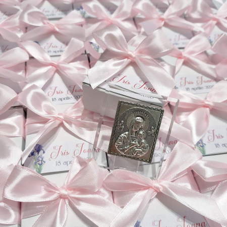 Marturii - Marturie nunta/botez ICONITA DIN STICLA, cu cutiuta si funda, cod: M112