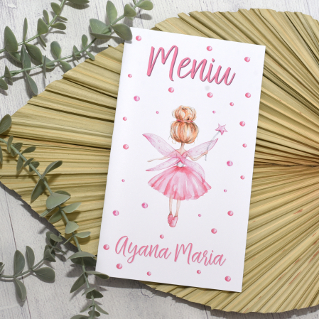 Meniuri botez - Meniu botez, ZANA, roz, fetita, cod: MB 106