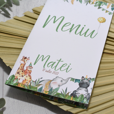 Meniu botez, SAFARI - ANIMALUTE,  baietel, cod: MB 104 [1]