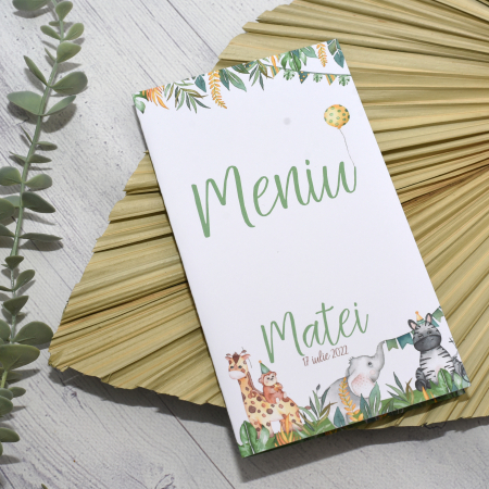 Meniuri botez - Meniu botez, SAFARI - ANIMALUTE,  baietel, cod: MB 104