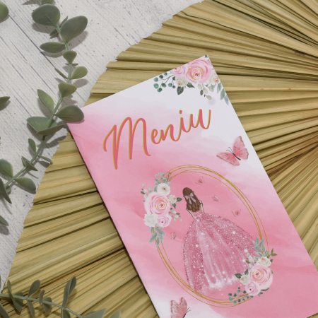 Meniu botez, PRINTESA, roz, fetita, cod: MB 108 [1]