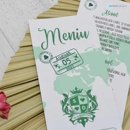 Meniu nunta, TRAVEL, verde - cod: MN121 [1]