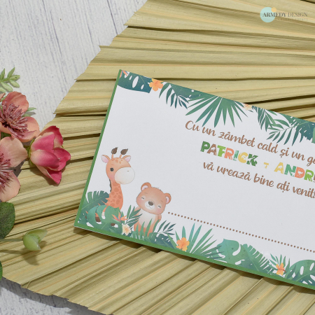 Plic de bani botez SAFARI, verde, baietel cod: PBB 127 [1]