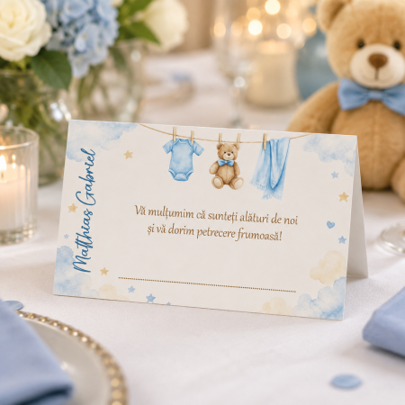 Plicuri de bani Botez - Plic de bani botez SWEET TEDDY BEAR, baietel cod: PBB 127