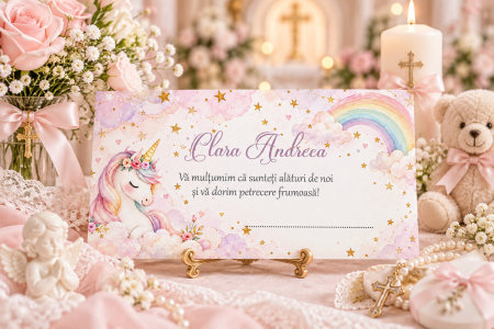 Plicuri de bani Botez - Plic de bani botez Unicorn, fetita - cod: PBB 146