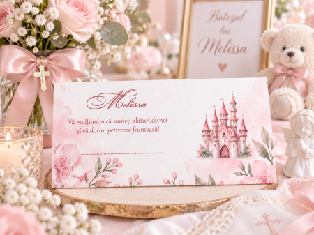 Plicuri de bani Botez - Plic de bani botez Castel, fetita- cod: PBB 144