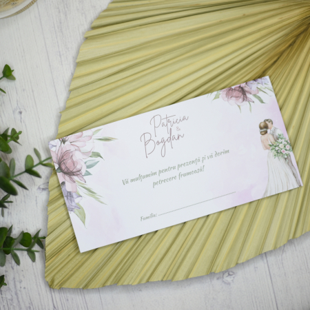 Accesorii eveniment - Plic de bani nunta FLORI MOV, cod: PB104