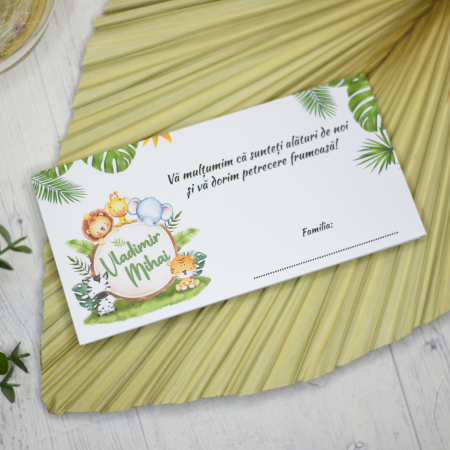 Accesorii eveniment - Plic de bani pentru botez SAFARI, baietel, cod: PBB101