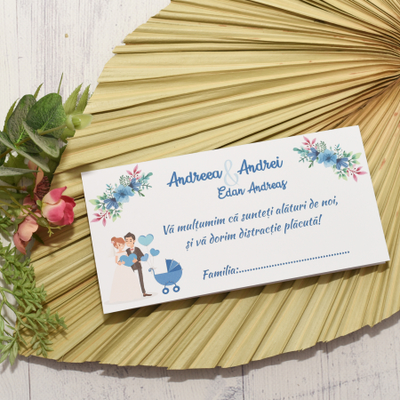 Accesorii eveniment - Plic de bani nuntez FLORI ALBASTRE, cod: PNB102