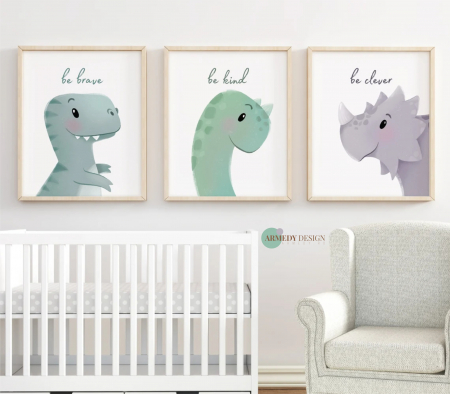 CADOURI CRACIUN - Set 3 Tablouri Personalizate  - DINO
