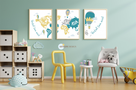 CADOURI CRACIUN - Set 3 Tablouri Personalizate  - HARTA LUMII