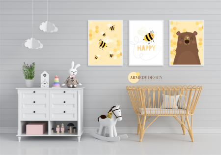 CADOURI CRACIUN - set 3 Tablouri Personalizate  - URSULET SI ALBINUTE