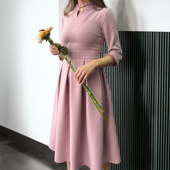Rochie Elvora culoarea roz pudra [2]