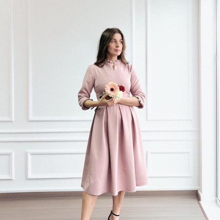 Spring - Rochie Elvora culoarea roz pudra