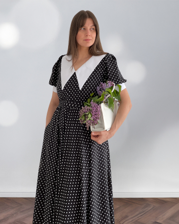 Rochii - Rochie neagra cu buline albe