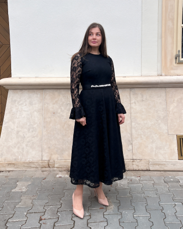 Rochii - Rochie Wistful  Noir – Rochie midi elegantă Aroer Studio