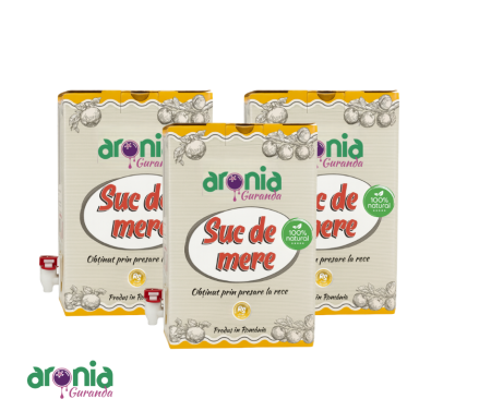 Sucuri naturale de aronia 3 litri - Aronia Guranda - Pachet 3× Suc de Mere Aronia Guranda 3L – 100% Natural, Fără Zahăr