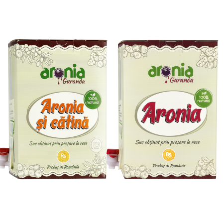 Sucuri naturale de aronia 3 litri - Aronia Guranda - Pachet Suc Aronia & Aronia cu Cătină – 100% Natural, Presat la Rece, Fără Zahăr